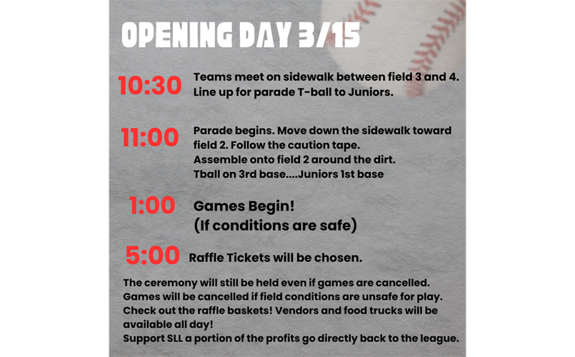 Updated Opening Day Details